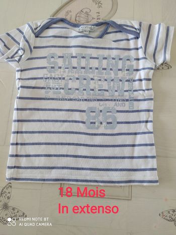 T -shirt manches courtes 18 mois un extenso