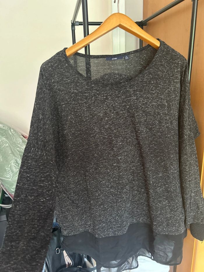 T-shirt manches longues gris chiné
