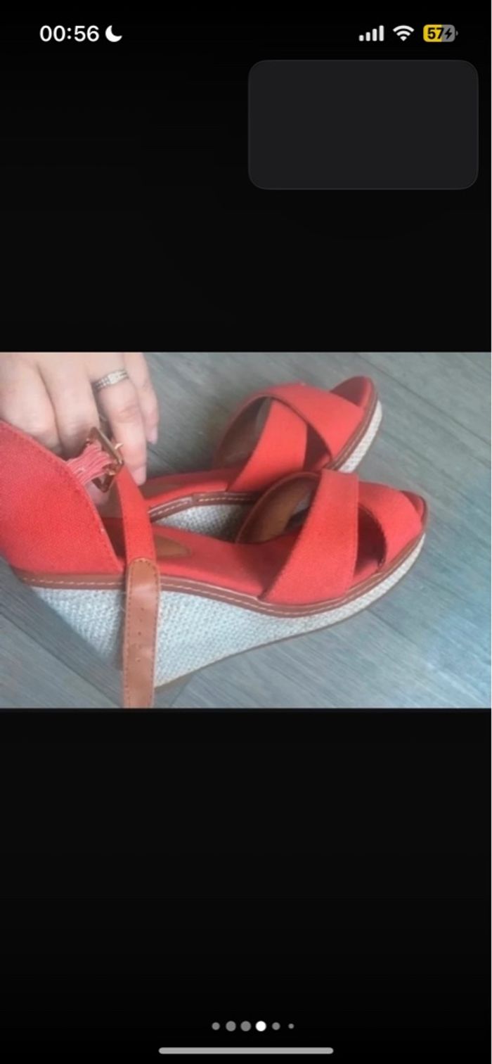 Chaussures compensées pour femme taille 36 couleur rouge - photo numéro 4
