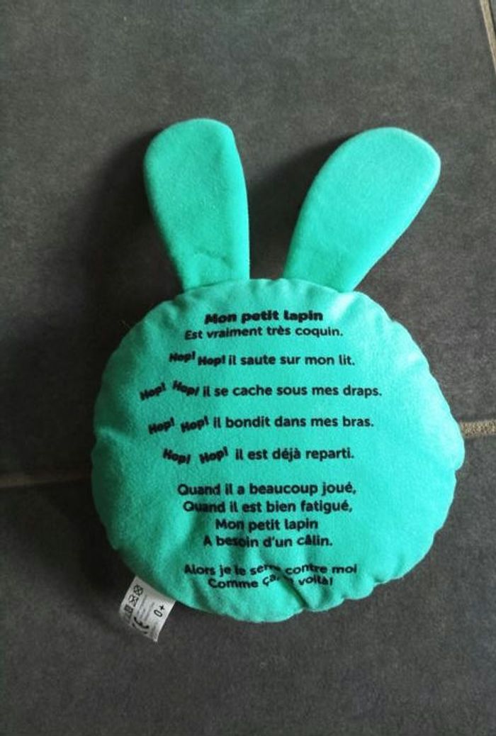 Coussin doudou lapin comptine - photo numéro 3