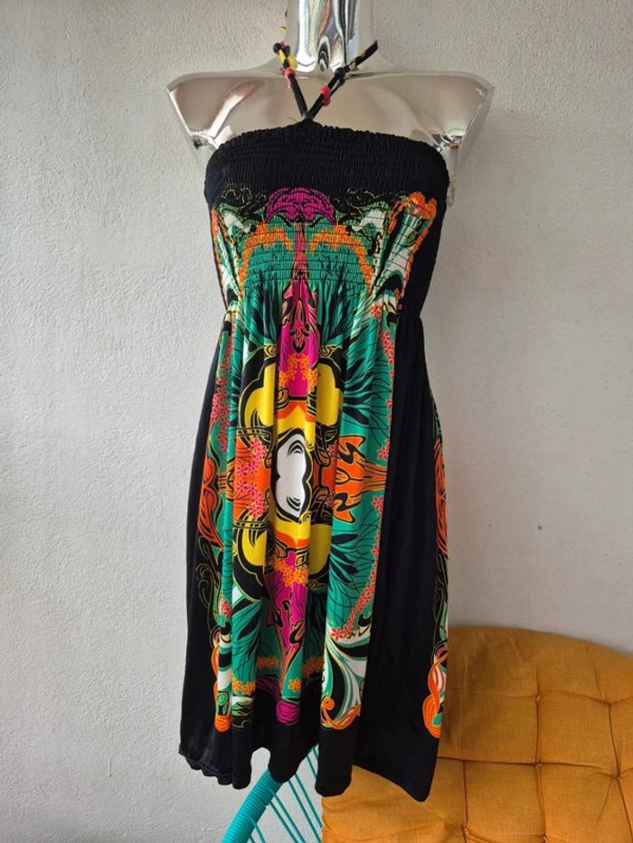 Robe sans bretelle à motif - photo numéro 2