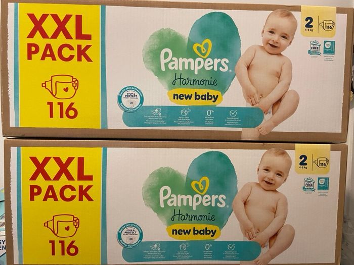 2 cartons de couches Pampers harmonie taille 2