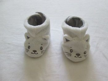 Chaussons bébé garçon 0-3 mois (pointure 16) chat