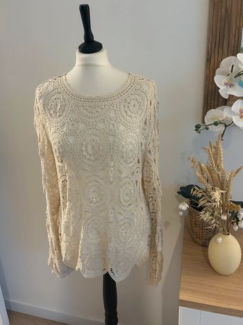 Pull crochet beige taille unique