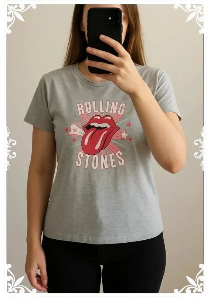 👅 T-shirt The Rolling Stones gris chiné - Taille M