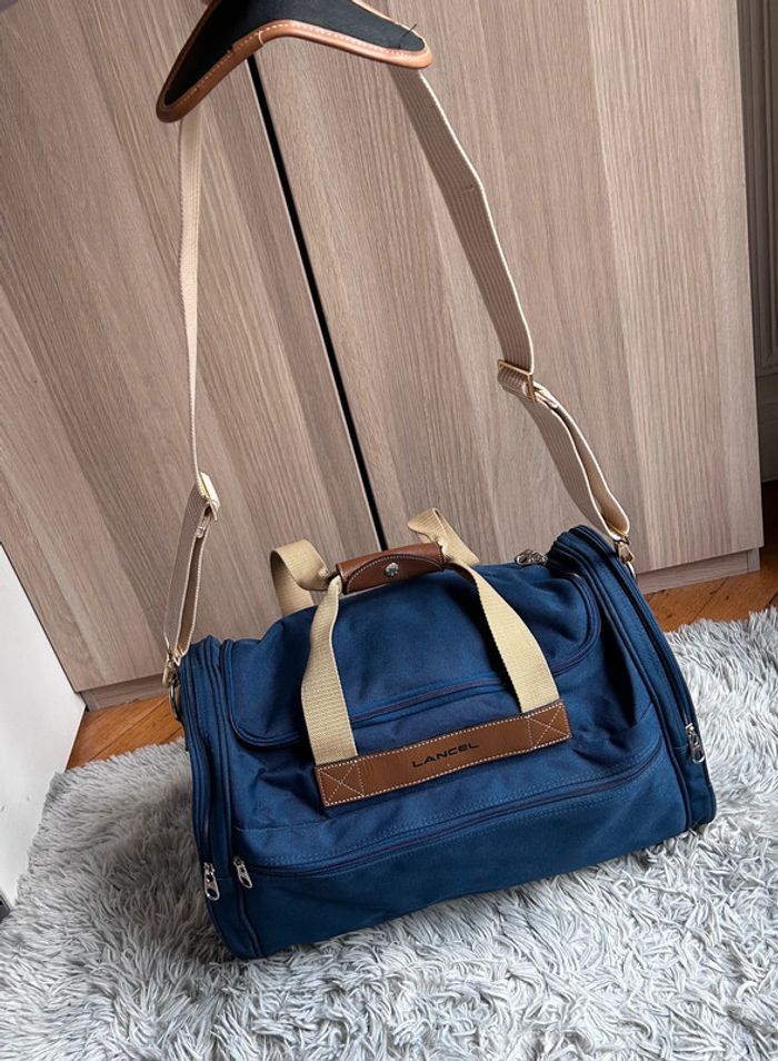 NEUF magnifique sac LANCEL toile et cuir, bleu marine - photo numéro 5
