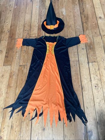 Déguisement robe sorcière et chapeau 8-10 ans