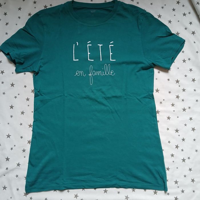 T-shirt vert émeraude avec écriture - photo numéro 2