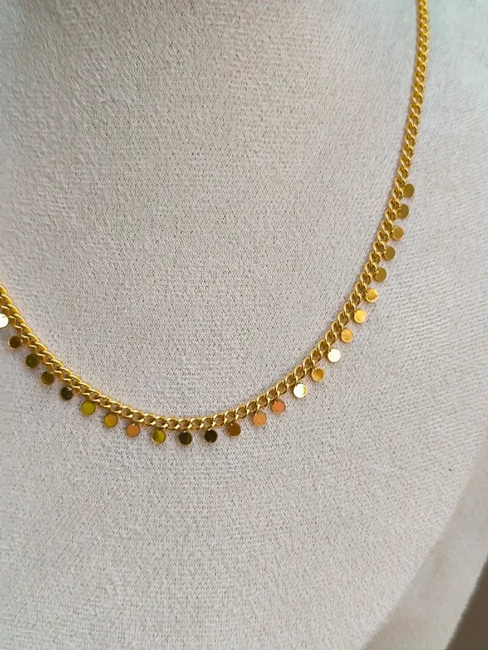 Collier doré avec franges pampilles rondes - photo numéro 3