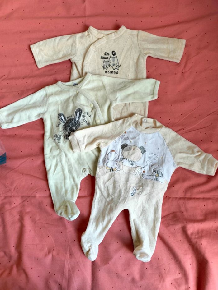 Lot de 3 pyjamas velours bébé