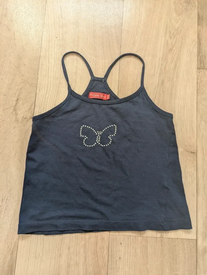Débardeur bleu marine Papillon 3 ans