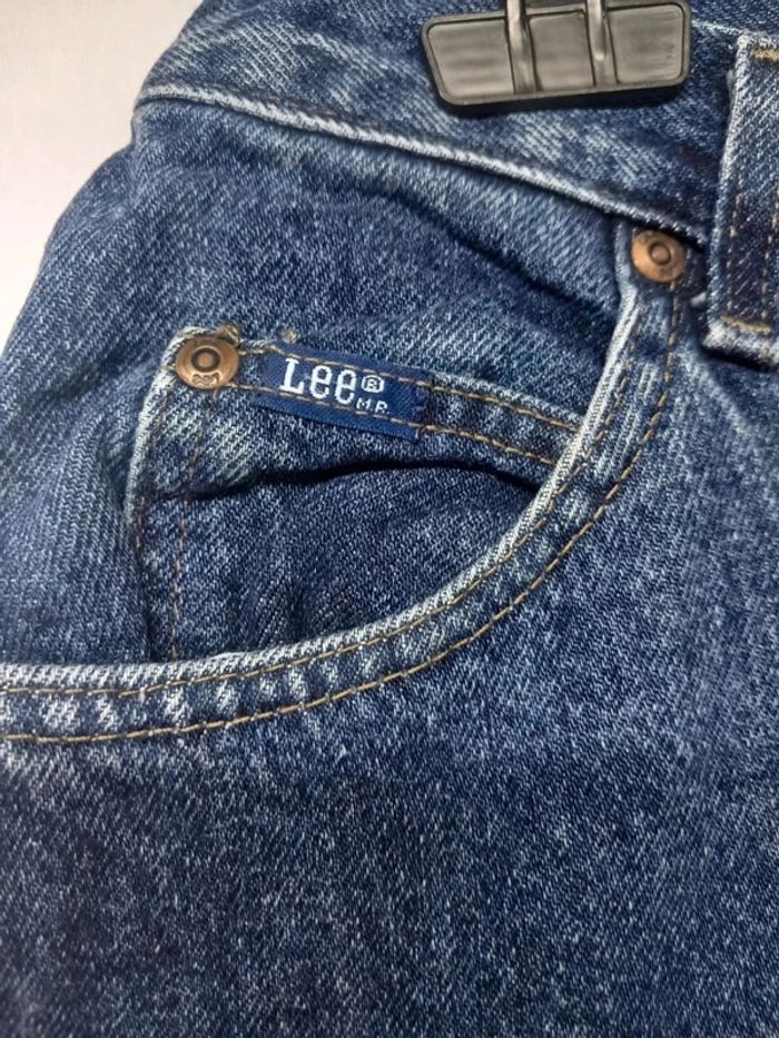 Jeans taille haute Lee vintage Bleu foncé en coton - photo numéro 4