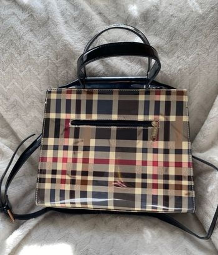 Sac à main femme motif tartan chic verni multipoches - photo numéro 2