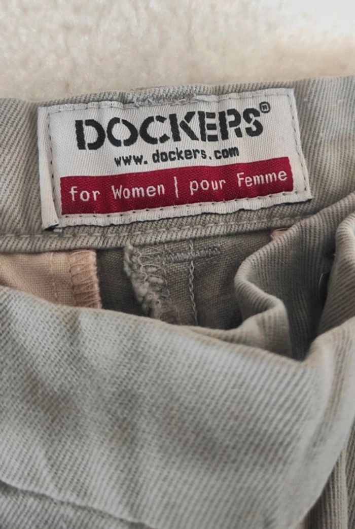 Pantalon chino femme Dockers W26 L30 gris clair coton - photo numéro 4