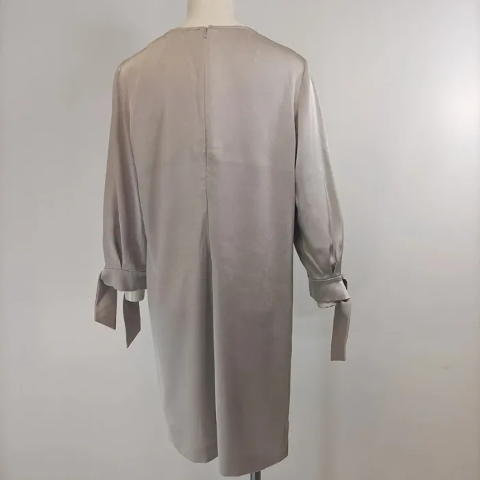 Robe Paule Ka gris perlé - manches longues - cérémonie gris clair satiné taille 42 - A272 - photo numéro 5