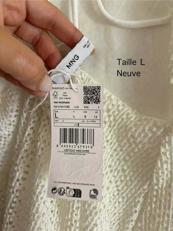 Robe texture dos croisé blanche Mango - photo numéro 3