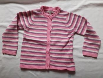 Veste rayée rose, blanc et mauve