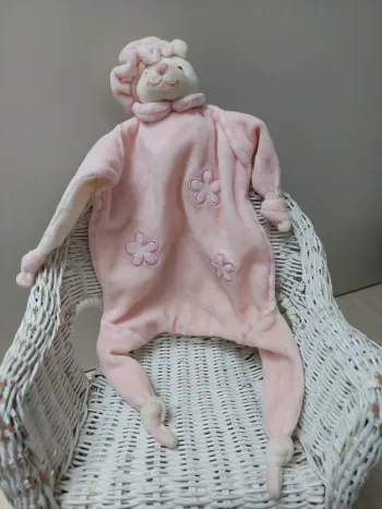 Bukowski - dousou ourson rose avec fleurs brodées