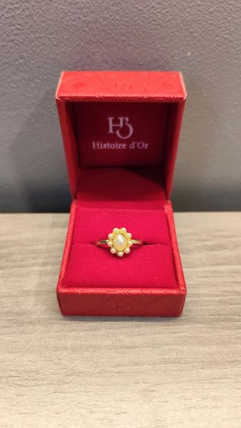 Bague jaune fleur perles 17mm