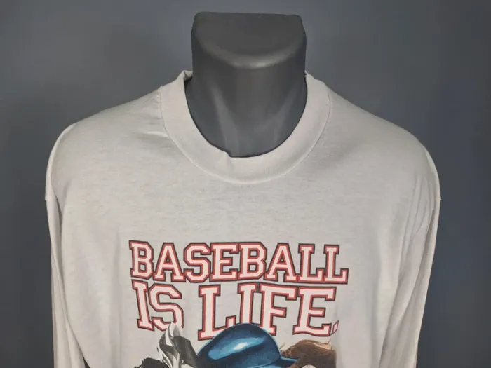 Vintage Baseball Is Life – T-shirt Manches Longues Blanc – Taille XL – Style Années 90 (553) - photo numéro 2