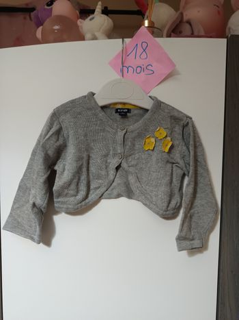 Gilet gris fleurs jaunes 18 mois 