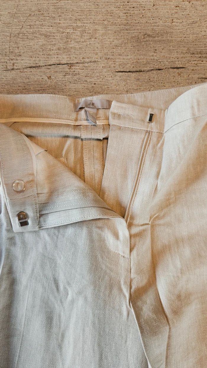 Pantalon claissique beige en lin et viscose, H&M, 44, neuf avec etiquette - photo numéro 4