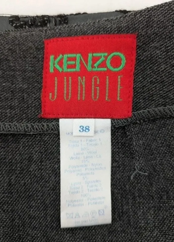 Mini-jupe brodée grise - Kenzo Jungle - taille 36 - photo numéro 5