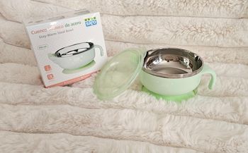 Bol thermique a ventouse en acier vert Neuf