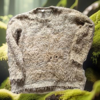 Joli pull style a poil figure chat