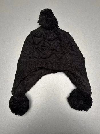 Bonnet cache-oreilles noir à pompons neuf