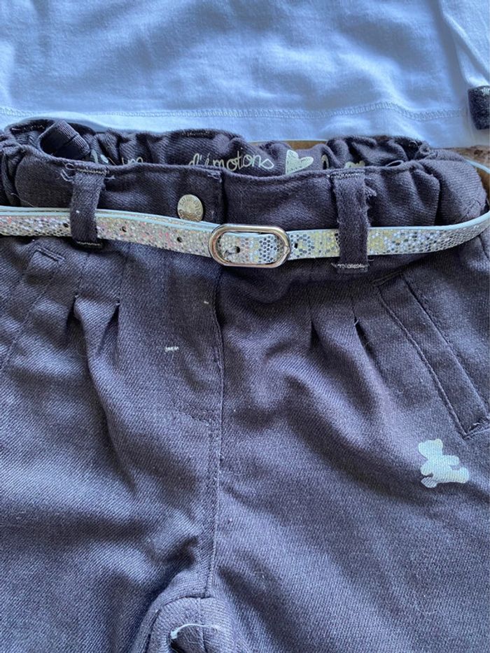 Ensemble pantalon avec ceinture, tee-shirts manches longues et bandeau Lili castagnette 18 mois - photo numéro 5