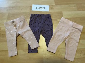 Lot 3 pantalons / legging fille 6mois Kiabi