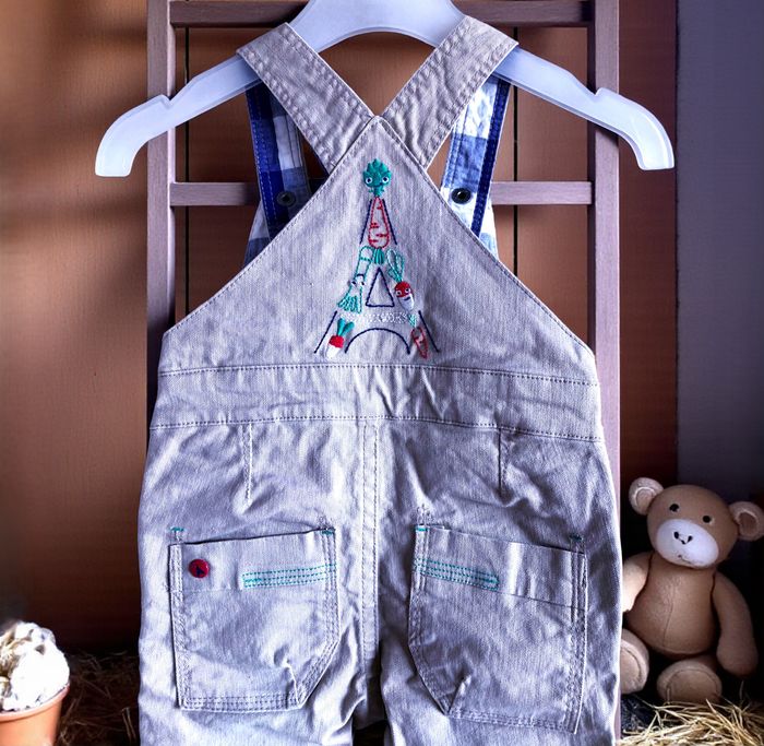 DPAM - NEW - ENSEMBLE 2P BÉBÉ GARÇON IMPRIMÉ VICHY & BRODERIES FANTAISIES 6M - photo numéro 8