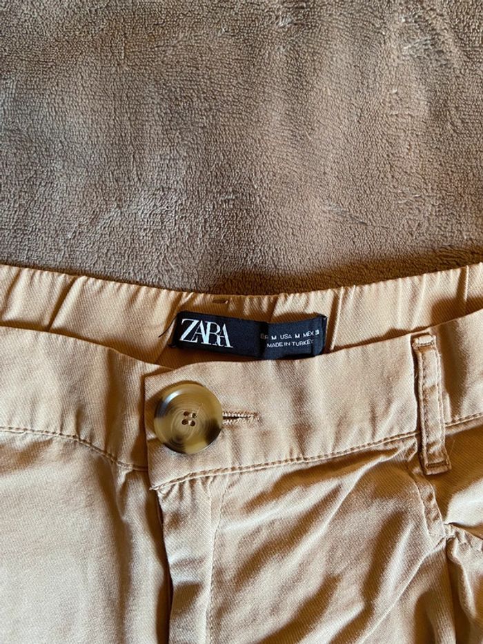 Short toile coton beige taille haute léger - photo numéro 3