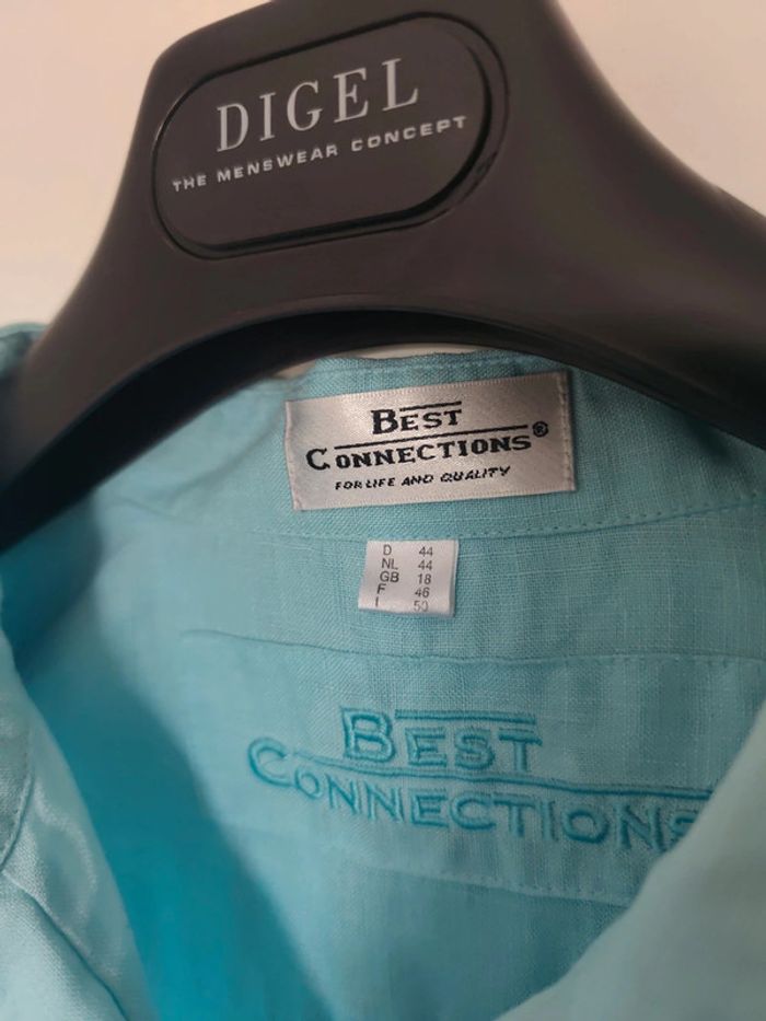 Chemise manches longues bleu ciel 100% lin best connection 46 - photo numéro 2