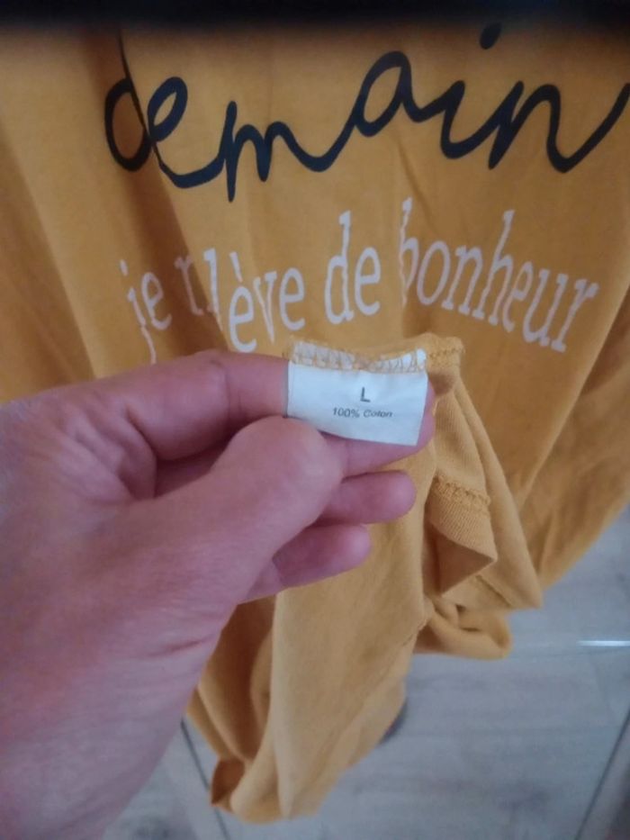 Chemise de nuit type long t-shirt femme L moutarde c64 - photo numéro 8