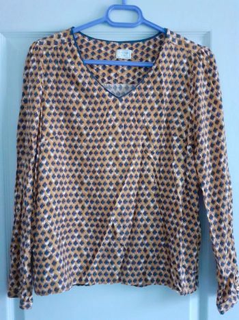 Blouse femme fluide, moutarde et bleu marine T40