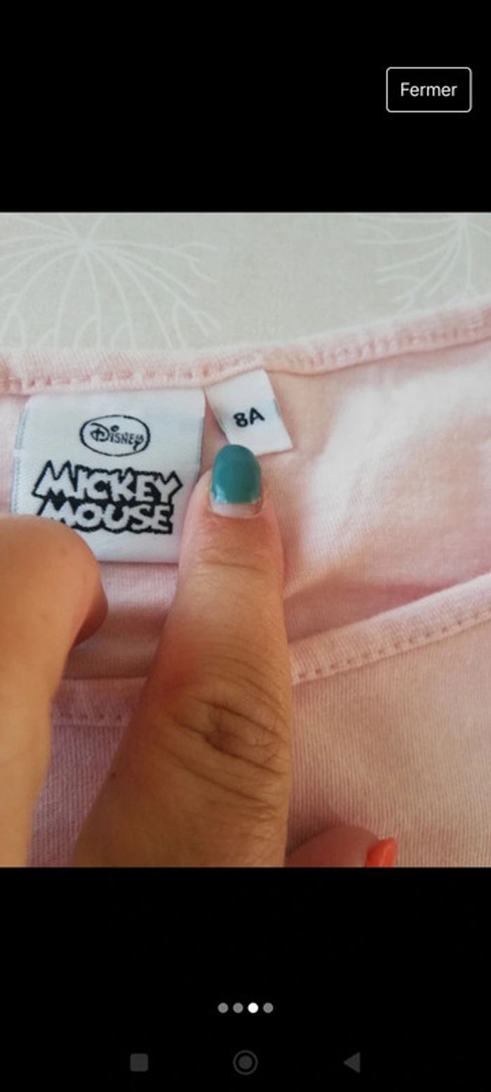 Tee shirt rose manches longues Mickey Disney 8 ans neuf 3€ - photo numéro 3