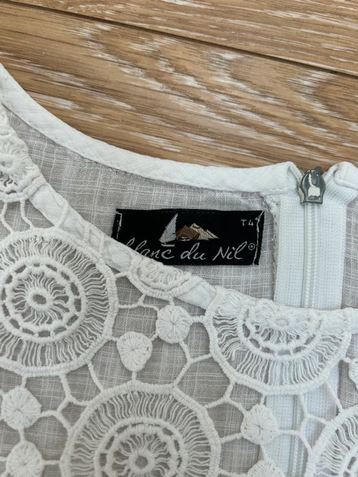Haut débardeur blanc du Nil - en coton et dentelles - taille 4 42/44 - photo numéro 3