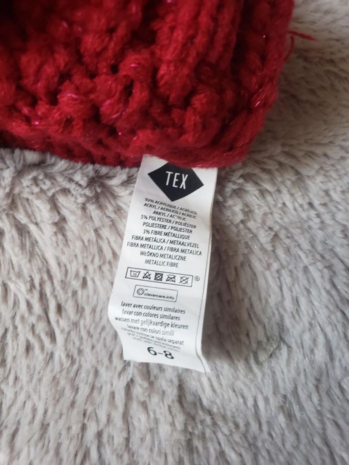 Bonnet rouge brillant 6-8 ans - photo numéro 3