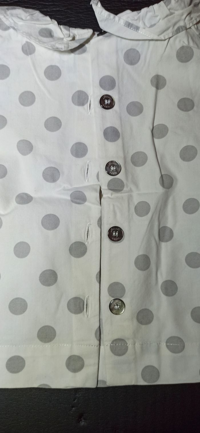 Blouse jacadi blanc à pois gris - photo numéro 3