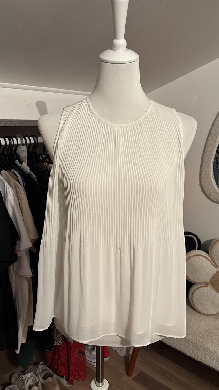 Débardeur fluide blanc dentelle Zara T38