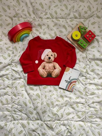 sweat rouge col rond de Noël 6 mois