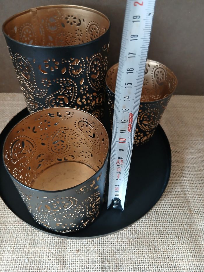 Lot de 3 photophores et plateau doré - photo numéro 5
