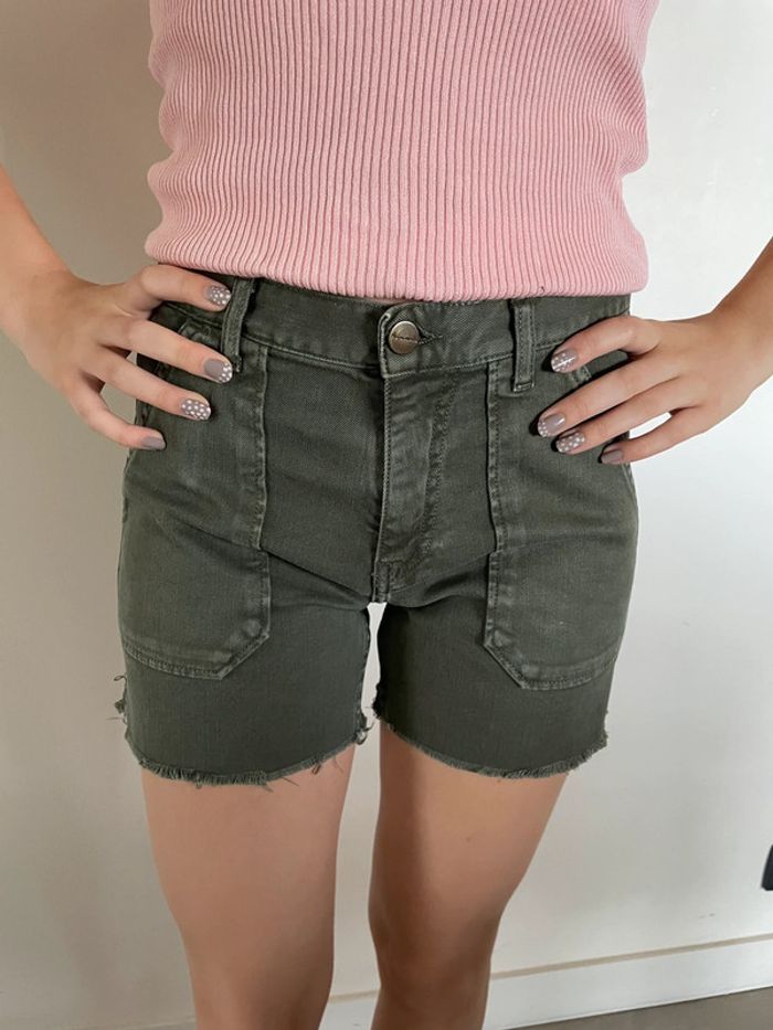 Superbe short été jean vert kaki