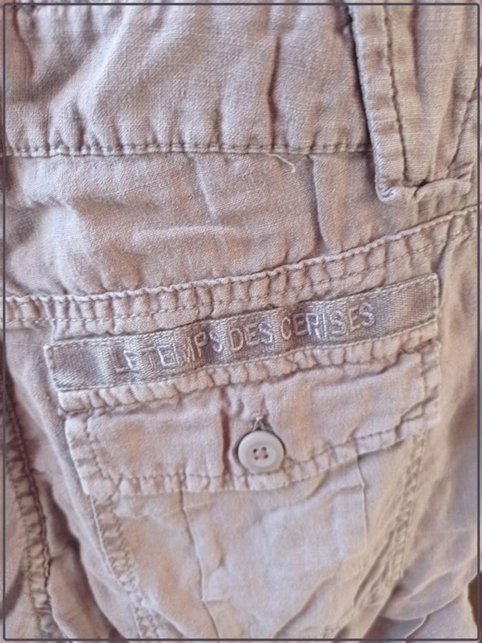 Combi short en lin couleur taupe Le Temps des Cerises taille 36 bon état - photo numéro 3