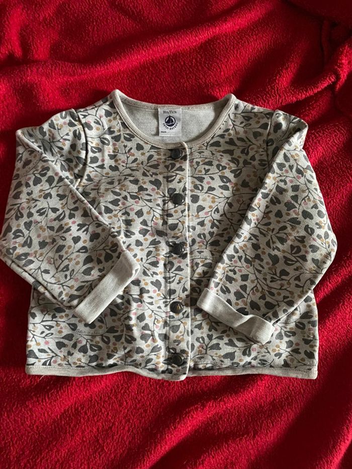 Gilet bébé épais feuillage pressions Petit Bateau 18m