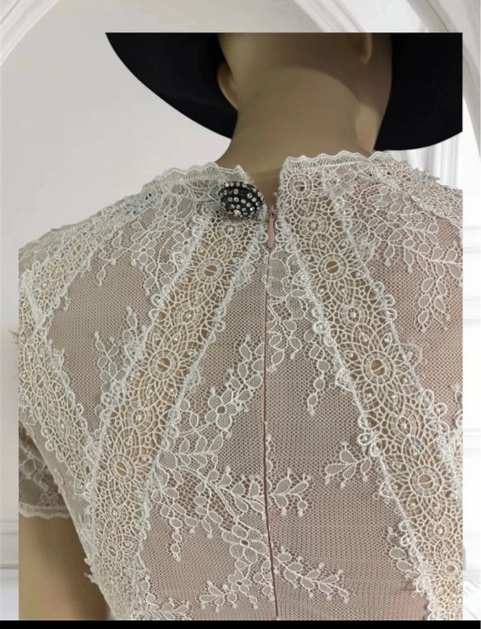 Robe The Kooples neuve XS rose pâle dentelle blanche - photo numéro 6