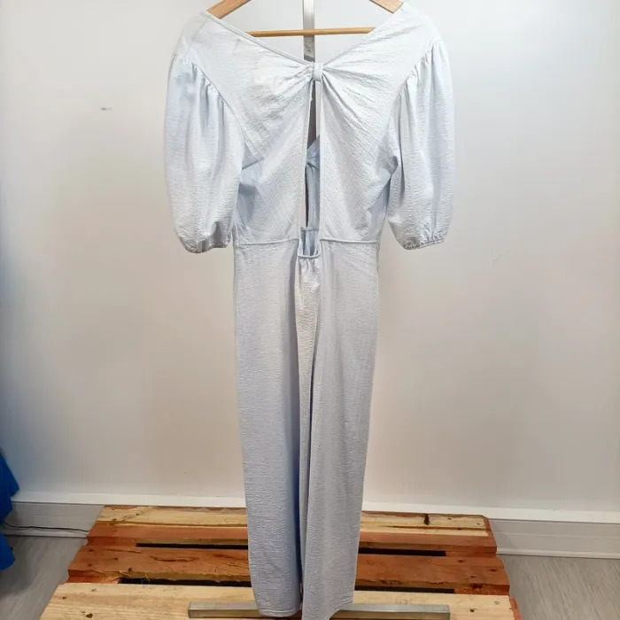 Robe longue bleu ciel texturée à découpes nœud – taille M – CMT Atelier – effet dos nu A926 - photo numéro 6