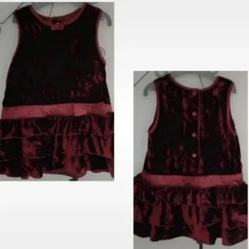 Magnifique robe bordeaux irisé à volants et petits noeuds de décoration H&M taille 6-9 mois